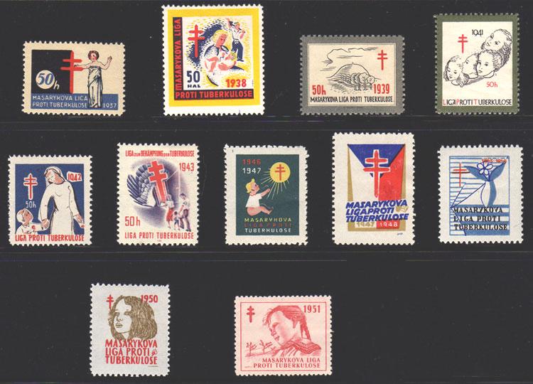 Christmas Tuberculosis Seals of Czehoslovakia - 1937-1951
